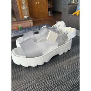 Melissa Platform Silver Sparkle Kick-Off Platform Sandal Sz. 10